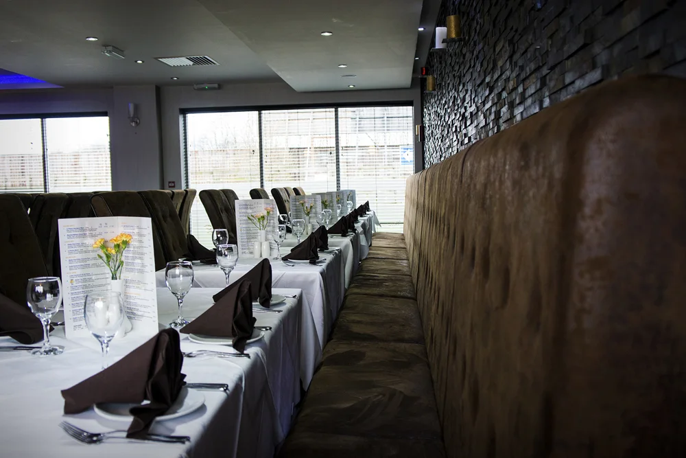 Long table prepared for a group